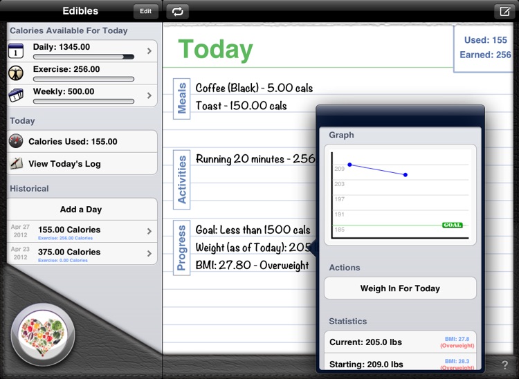 Edibles ~ Diet Journal for iPad