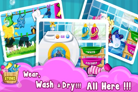 Baby Cloth Wash & Dressup - Girls & Kids Fun Games screenshot 2