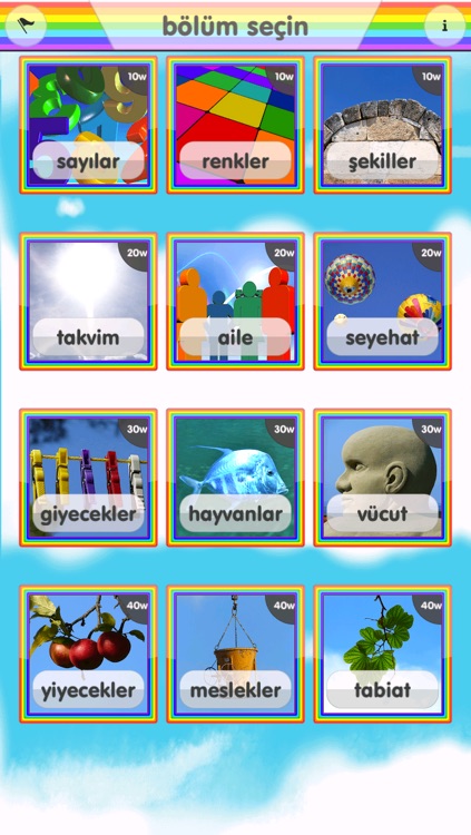 Rainbow Turkish Vocabulary Game