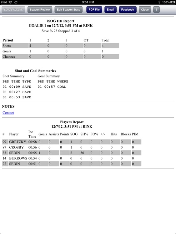 iSOG HD Lite Goalie & Player Stats Utility screenshot-4