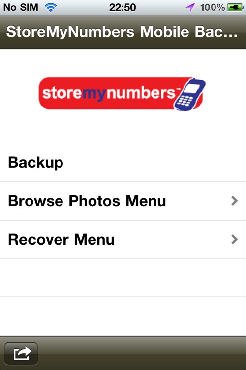 StoreMyNumbers Mobile Backup