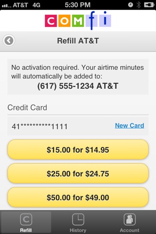 Comfi Refill Prepaid Cell Phone Airtime Minutes screenshot 2