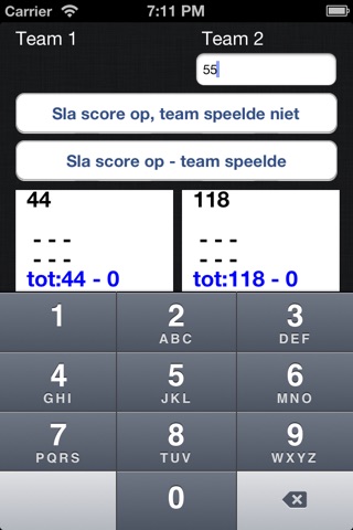 Score applicatie screenshot 2