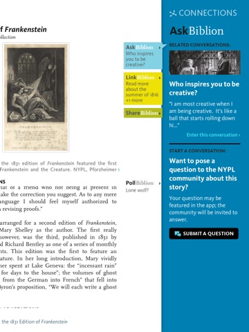 NYPL Biblion: Frankenstein screenshot 4