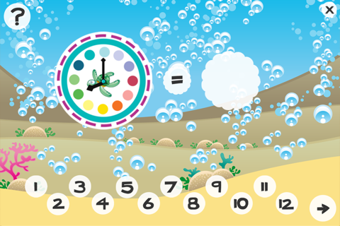 What time is it? Game for children to learn how to read a clock with the animals of the ocean with games and exercises for kindergarten, preschool or nursery school screenshot 4