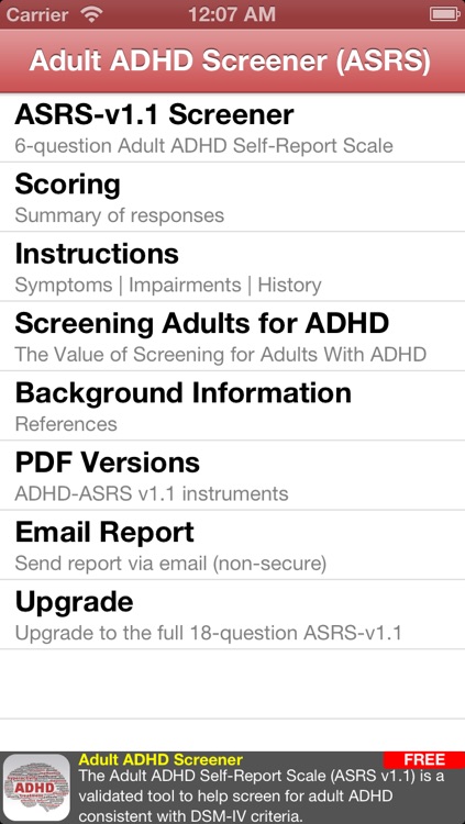 ADULT ADHD Screener