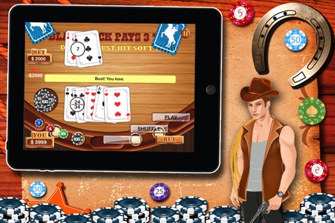 Big Hit Blackjack: A Cow boy style game for fun and big win! (HD) screenshot 4
