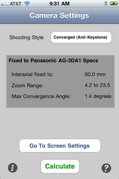 RealD Pro AG-3DA1  Stereo3D Calculator for Panasonic Fixed IA Camera screenshot-3