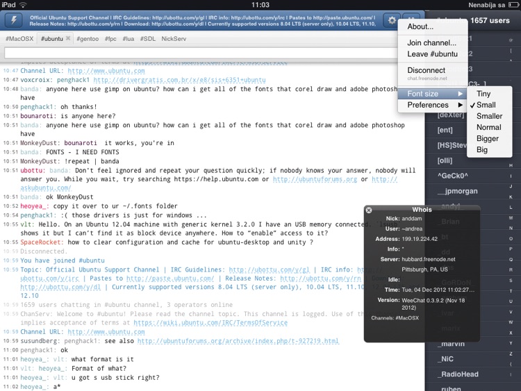 Mango IRC HD - Chat client screenshot-3