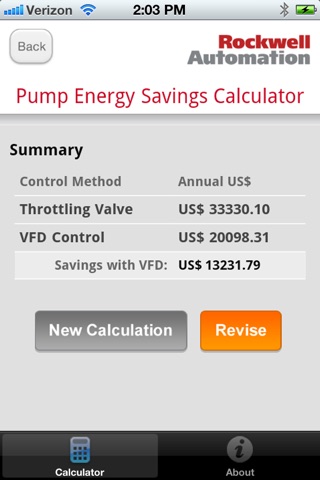 Pump Energy Savings Calculator from Rockwell Automation screenshot 2