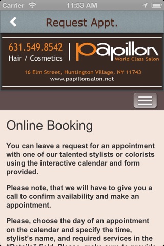 Papillon Salon Huntington screenshot 2