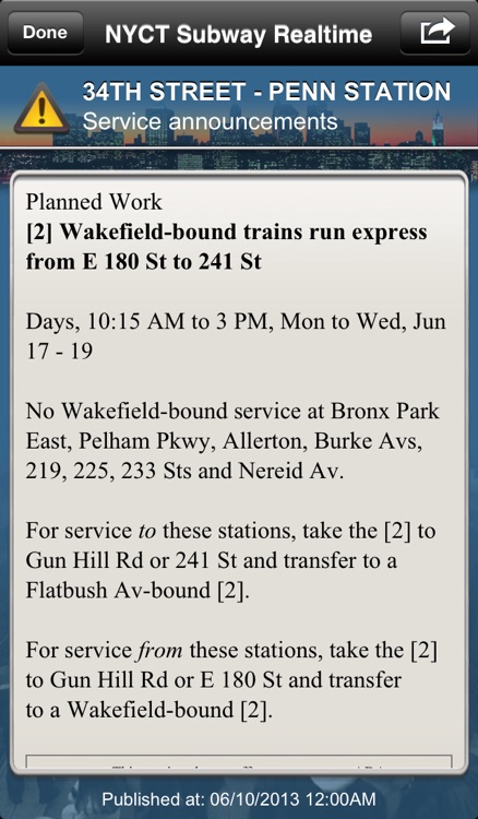 NYCT Subway - Never miss your transport