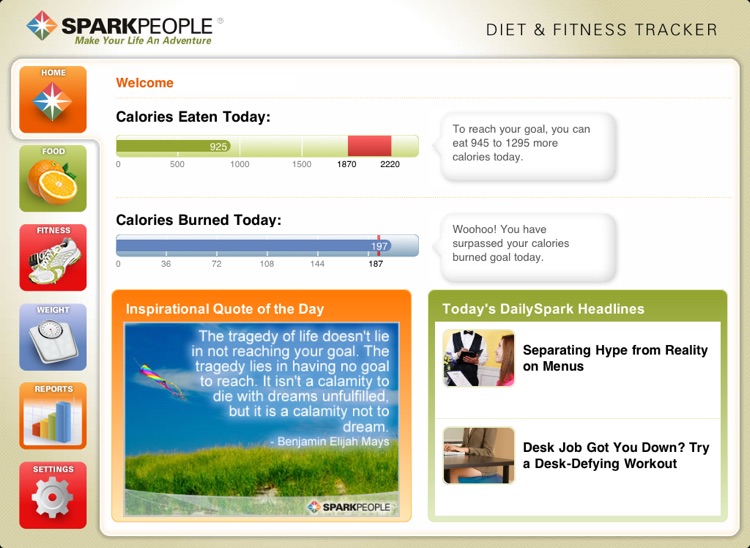 Diet & Fitness Tracker for iPad - SparkPeople