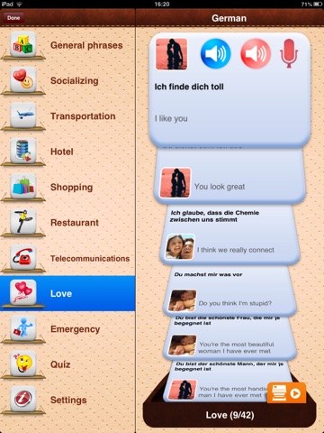 iTalk German: Conversation guide - Learn to speak a language with audio phrasebook, vocabulary expressions, grammar exercises and tests for english speakers HD screenshot 2