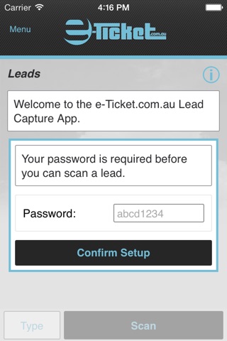 e-Ticket.com.au Lead Capture App screenshot 2