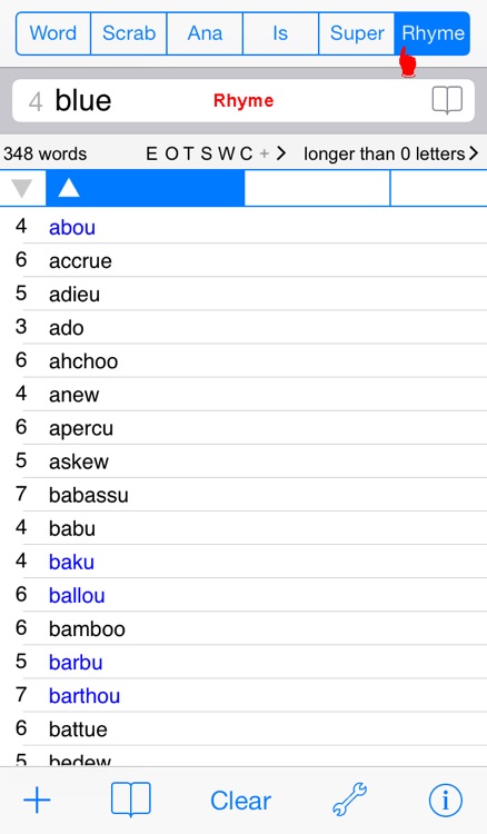 English Words Finder PRO - find the best words for crossword, Wordfeud, Scrabble, cryptogram, anagram, spelling and rhyme screenshot-4