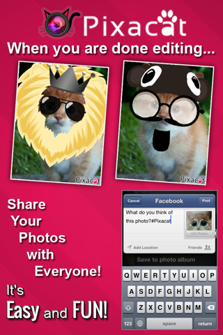 Pixacat: Free Photo Editor for Cat Lovers – Edit cat pictures, share them on Facebook and Instagram screenshot 4