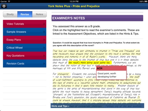 Pride and Prejudice York Notes AS and A2 for iPad screenshot 4