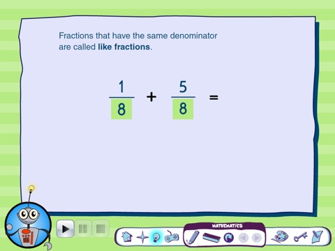 Adding Like Fractions screenshot 2