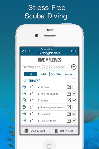 Scuba Diving Packing Planner screenshot 3