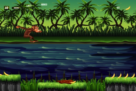 A Chimp Run Free - Top Monkey Jumping Adventure in the Jungle to gather Bananas screenshot 4