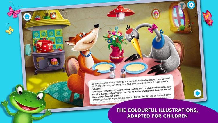 Fairy tales for children: Fox and Stork.