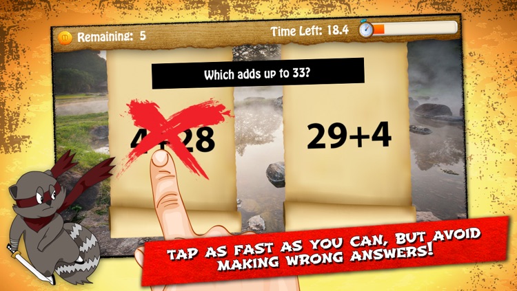 Raccoon Ninja: Addition Subtraction Games and Problems for Fast Basic Kindergarten Math Lessons screenshot-3