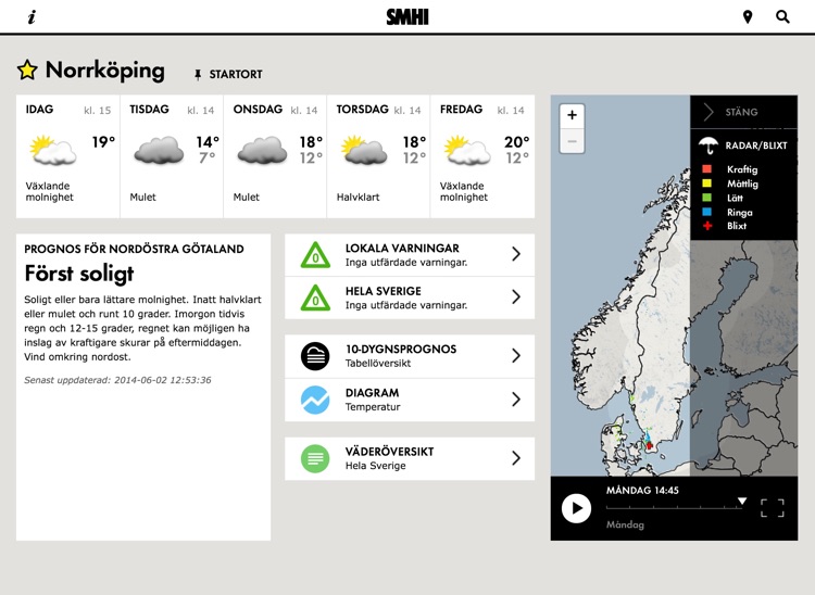 SMHI Väder för iPad