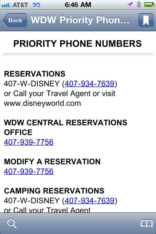 Walt Disney World Phone Numbers
