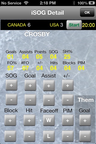 iSOG Lite Goalie and Player Stats Utility screenshot 2