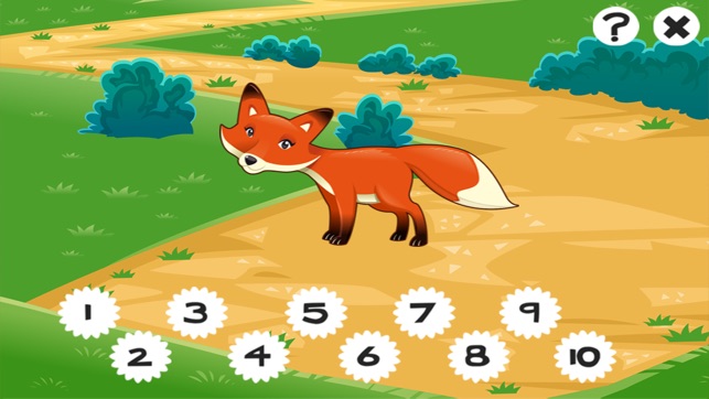兒童遊戲2-5歲左右的森林動物：學會數數1-10幼兒園，學前班或幼兒園與狐狸，熊