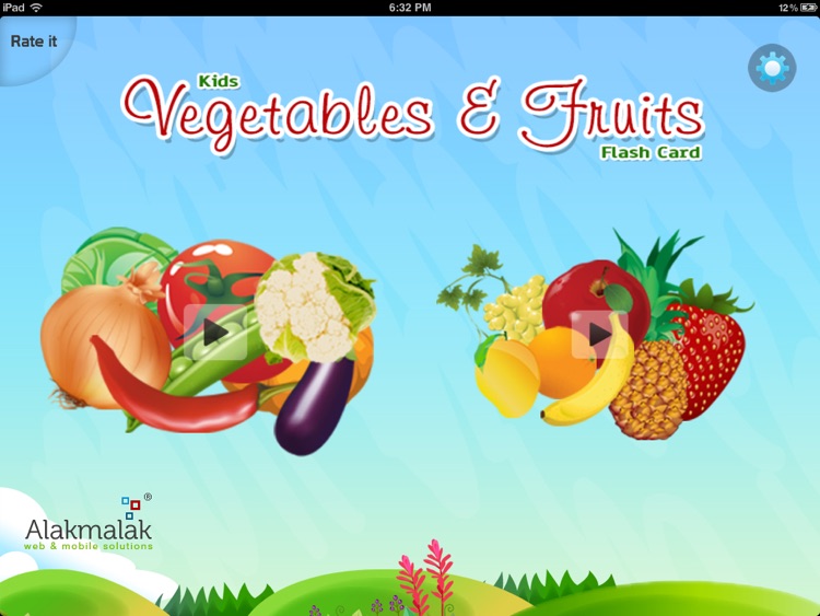 Kids Vegetables and Fruits Flash Cards