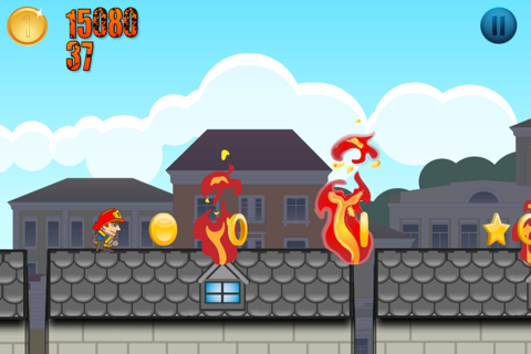Fire Dash - The Life as a Rooftop Fireman Free screenshot 2
