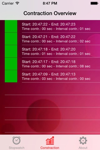 A contraction Timer screenshot 2