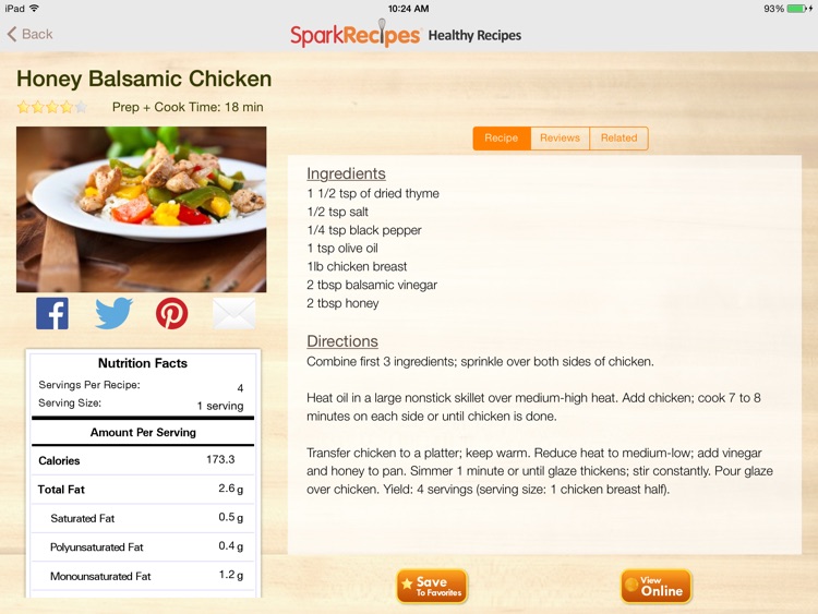 Healthy Recipes by SparkRecipes for iPad by SparkPeople, Inc.