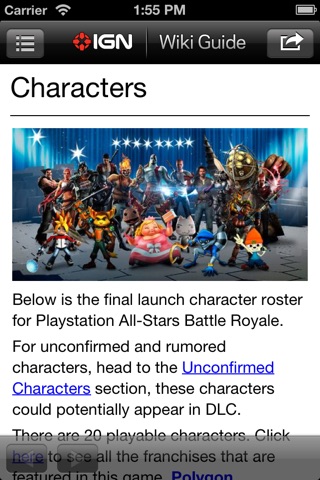 IGN App For PlayStation All-Stars Battle Royale screenshot 3