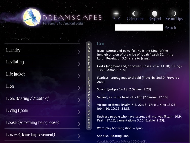 Dreamscapes Dream Dictionary Tablet