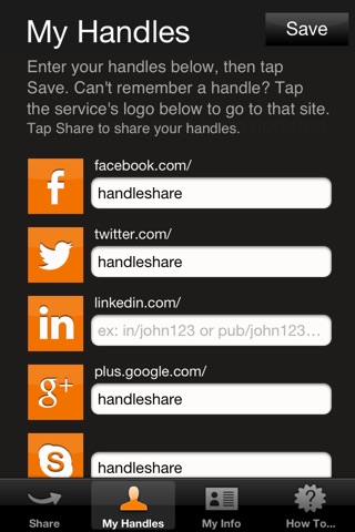 HandleShare: The easy way to share your social network handles and names screenshot 3