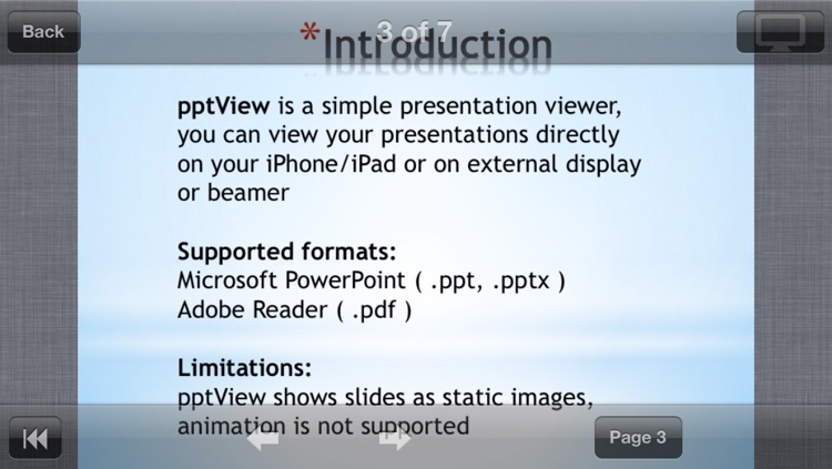pptView - viewer for Powerpoint (ppt,pptx,pps,ppsx), OpenOffice (odp) and PDF presentations