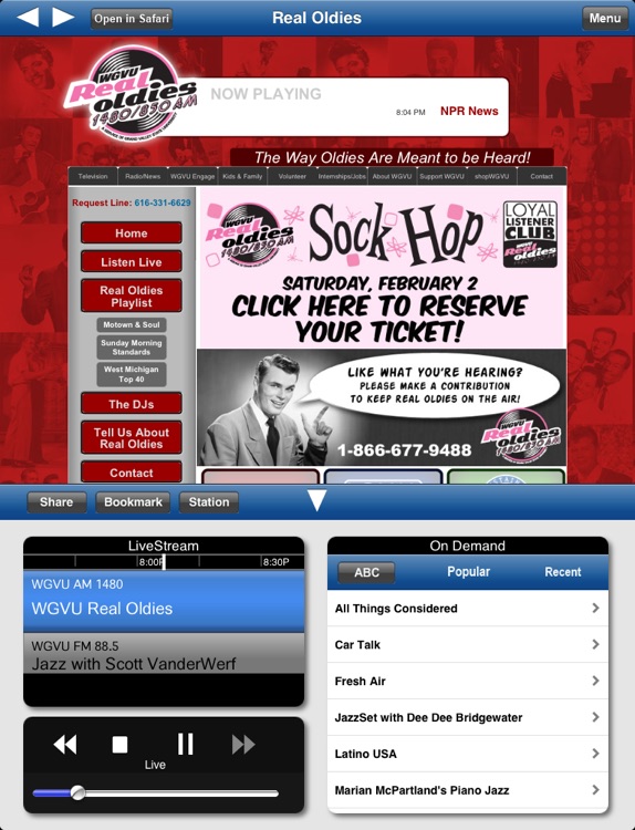 WGVU Real Oldies App for iPad