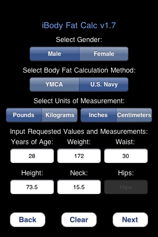 iBody Fat Calc screenshot 2