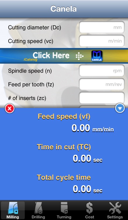 Canela Machining Calculator