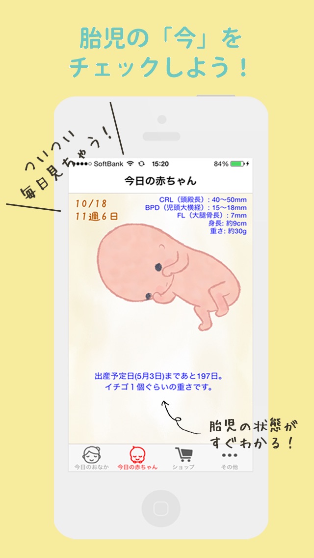 ママのおなか｜赤ちゃん成長予測、妊娠週数計... screenshot1