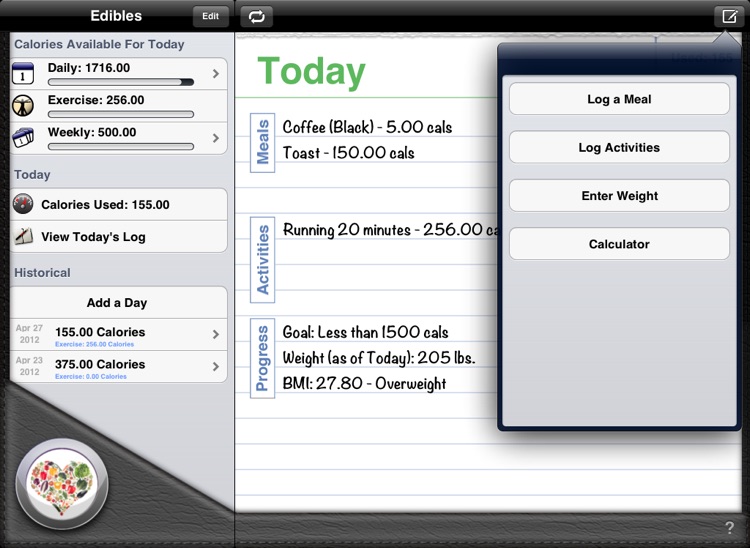 Edibles ~ Diet Journal for iPad