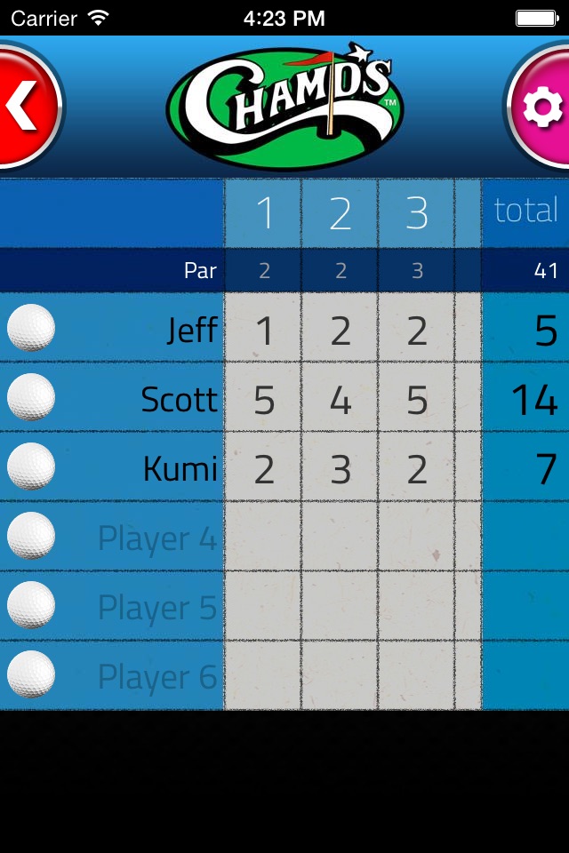 Champs Entertainment Complex Mini Golf Scorecard screenshot 3