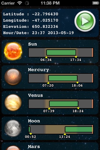 Horizons NASA Ephemeris - Planets Rise and Set time screenshot 2