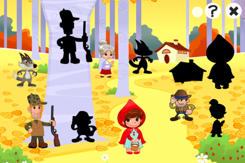 Game for children about little red riding hood: Games and puzzles for kindergarten, preschool or nursery school. Learn with girl, red cape, basket, wolf, grandmother, hunter in the forest! screenshot 2