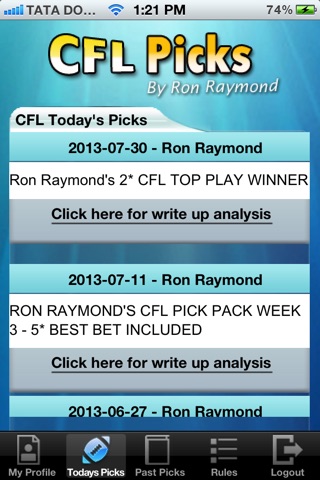 CFL Picks by Ron raymond screenshot 2