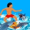 Surfer Snap Killer Shark Jaws over south Bikini Beach paranoia free