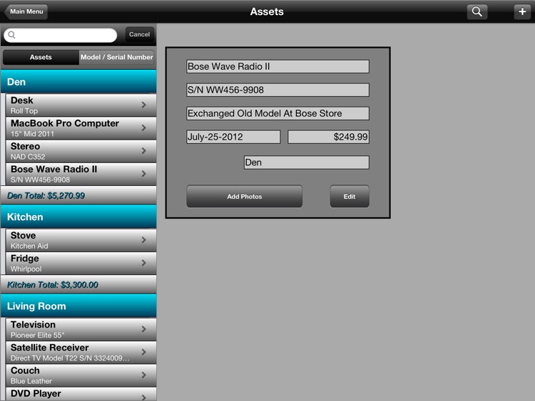 myAssets Household Inventory Pro